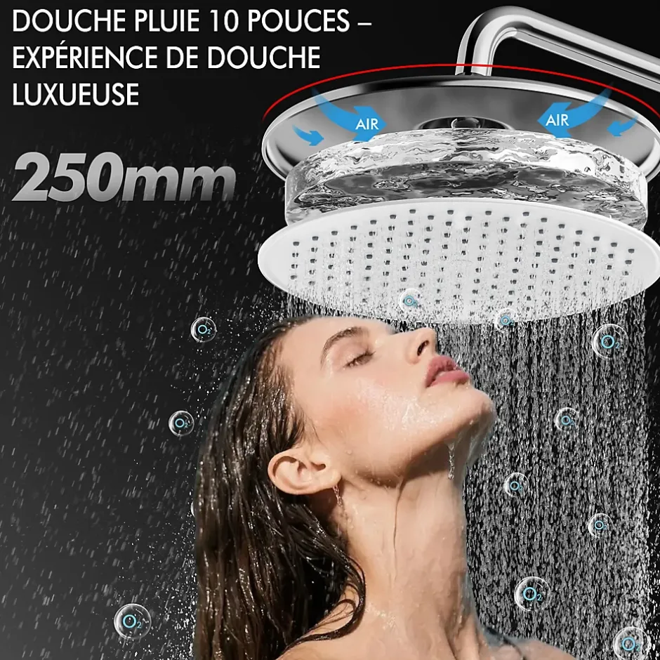 Homelody Colonne de Douche avec Affichage LED Température Mitigeur Mécanique, Douchette 3 Jets, Hauteur Réglable* Colonne De Douche Mécanique