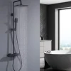 Homelody Colonne de Douche Thermostatique Noir, Ensemble de Douche Thermostat avec Douchette, Hauteur Réglable
