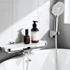 Homelody Robinet Baignoire avec Tablette370 mm, Douchette à Main et Sortie Bain, Chrome