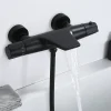 Homelody Robinet de Baignoire Thermostatique Noir, Design Cascade, Sécurité Anti-brûlure, Laiton* Robinet De Baignoire