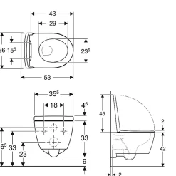 Geberit iCon WC suspendu Rimfree avec fixations invisibles, caréné, avec abattant softclose (501.664.00.1)* Wc Suspendu