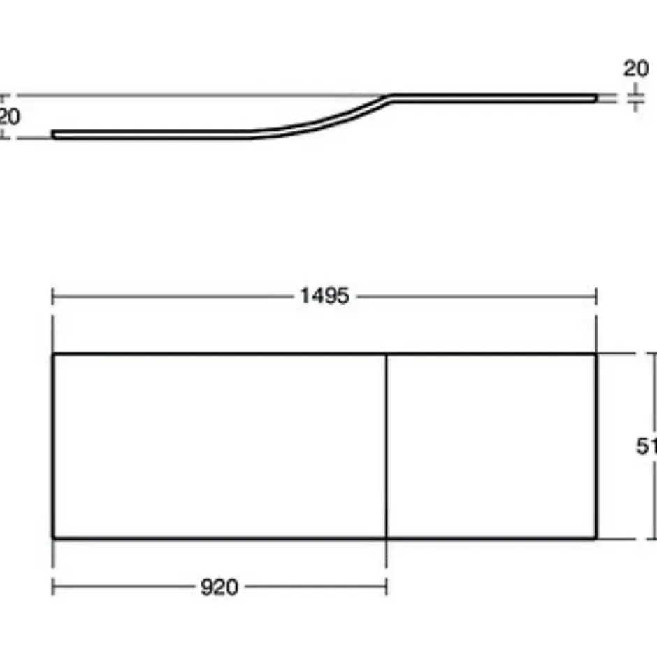 Ideal Standard Tablier frontal 150 cm asymétrique Connect Air blanc