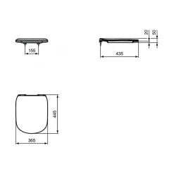 Ideal Standard Tesi Abattant ultra-fin frein de chute (T352701)* Abattant Wc