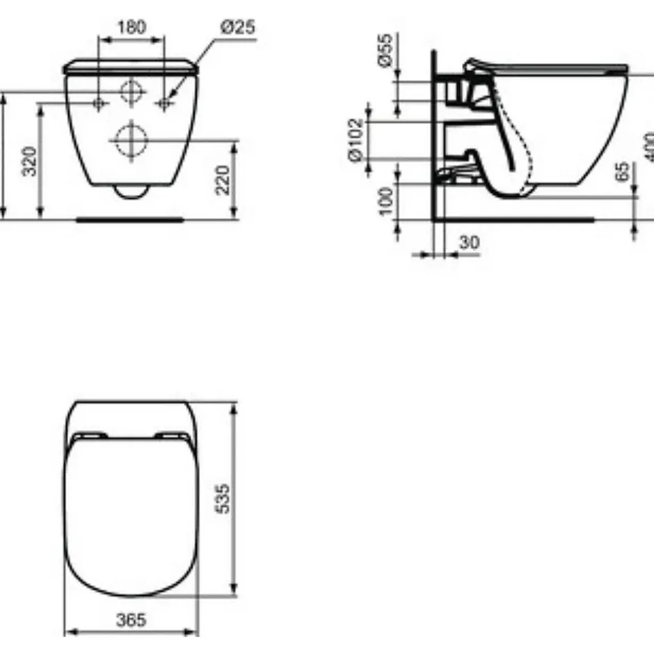 Ideal Standard WC suspendu Tesi Aquablade avec abattant