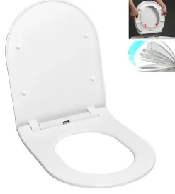 Idevit Abattant WC Ultra mince, à fermeture douce Softclose adaptable sur la plupart des cuvettes, blanc (EASYSLIM44)