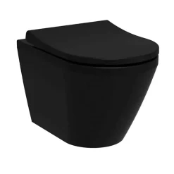 Vitra Integra WC sans bride + Abattant avec frein de chute en Duroplast, Noir mat (7041-083-6285)
