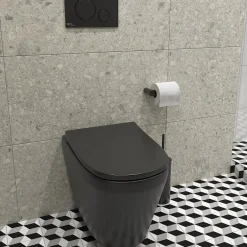 Vitra Integra WC sans bride + Abattant avec frein de chute en Duroplast, Noir mat (7041-083-6285)