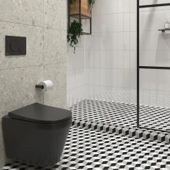Vitra Integra WC sans bride + Abattant avec frein de chute en Duroplast, Noir mat (7041-083-6285)
