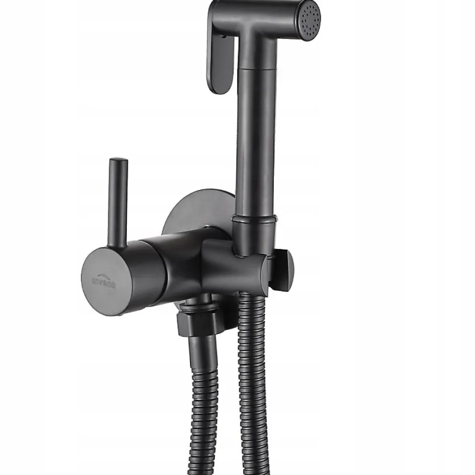 Invena Robinet Bidet Douchette Noir Mural Monocommande* Robinet De Bidet