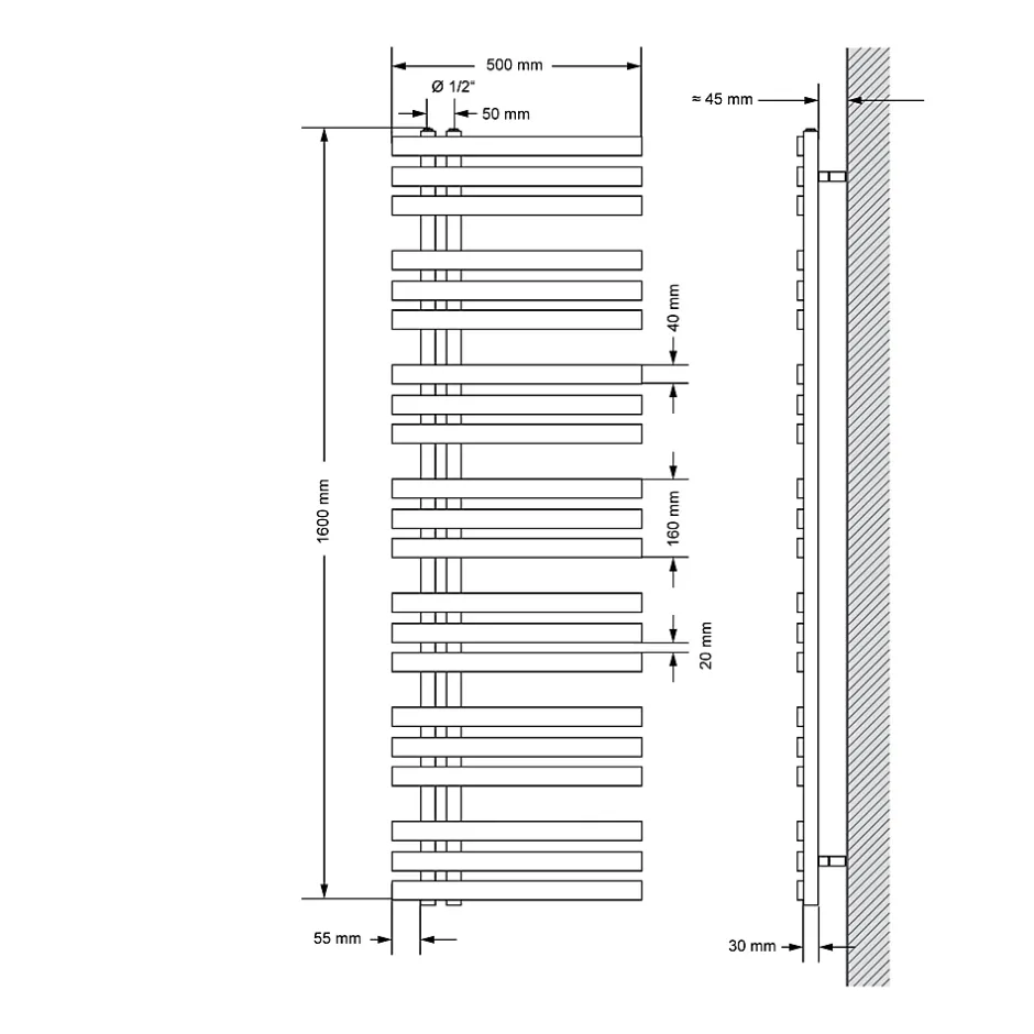 ECD Germany Iron EM Electric Design Radiateur de salle de bain 900W* Sèche-Serviettes Mixte