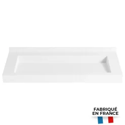 Livea iStone Plan vasque autoportant fabriqué en France, 1200x520x100mm, en Solid Surface, blanc mat