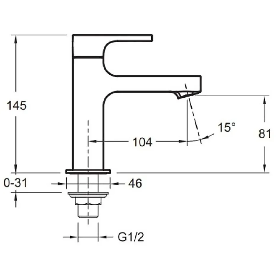 Jacob Delafon Lave mains Strayt Eau Froide* Robinet Lave-Mains