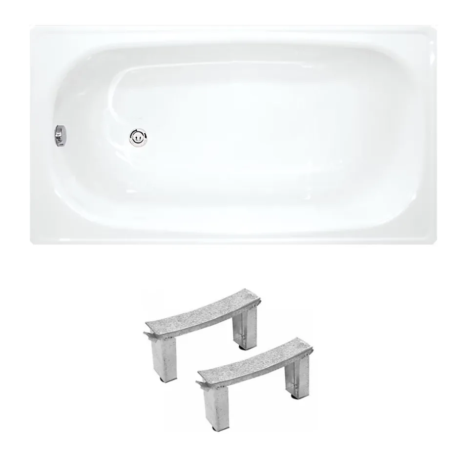 Jika (Groupe Roca) Riga 130x70 cm baignoire gain de place 150 L en acier émaillé avec pieds, gauche et droite, blanc (3403-SET)* Baignoire Droite