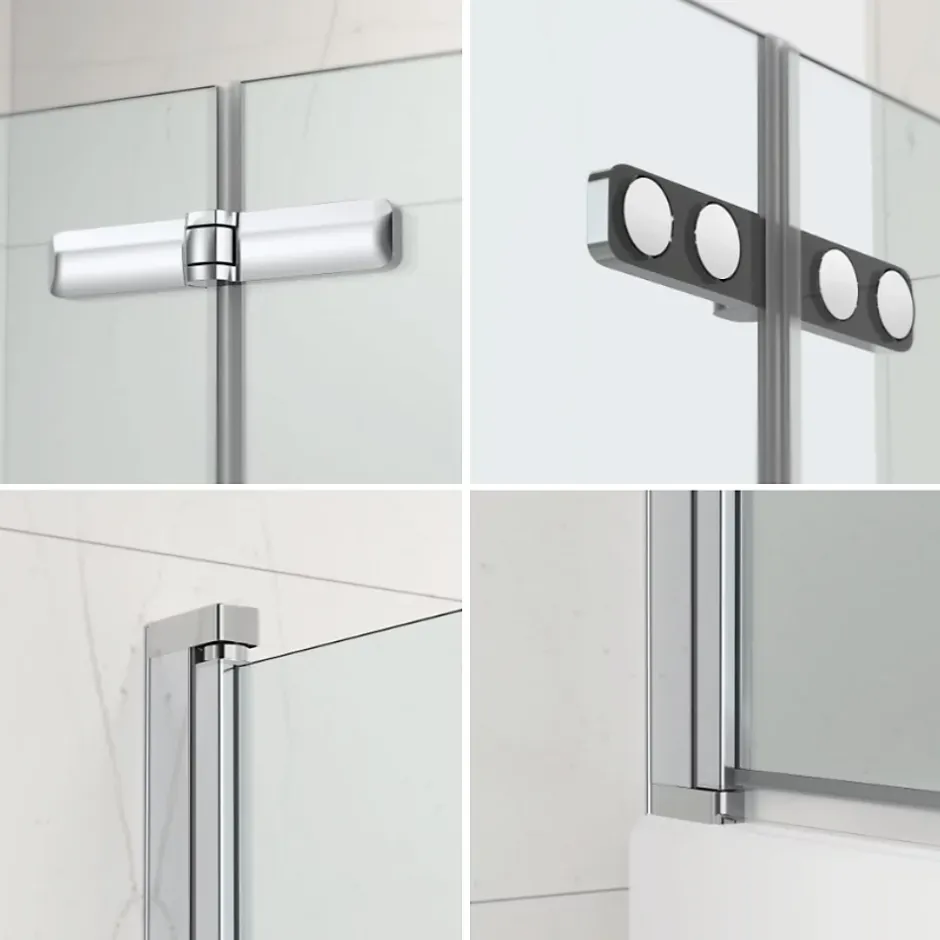 Jika (Groupe Roca) 160x70 cm Ensemble baignoire Riga universelle + Pare baignoire pliable, 2 volets chrome + pieds (3406-SETP)* Baignoire Droite