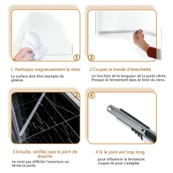 Sirhona Joint de porte de douche 700mm pour paroi en verre de 8mm