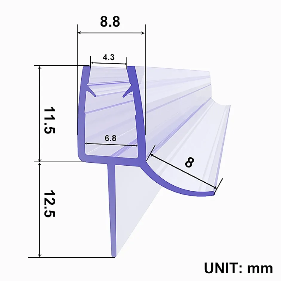 Sirhona Joint de porte de douche 800mm pour paroi en verre de 6mm
