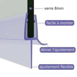 Sirhona Joint de porte de douche 800mm pour paroi en verre de 6mm