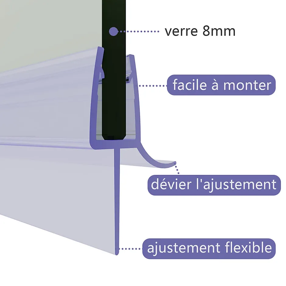 Sirhona Joint de porte de douche 800mm pour paroi en verre de 6mm
