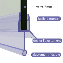 Sirhona Joint de porte de douche 1000mm pour paroi en verre de 6mm ou 7mm