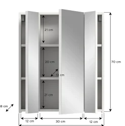 Chb Collection Kai - Armoire de toilette (L/H/P : 60x70x18 cm) en imitation blanc* Armoire De Salle De Bains