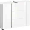 Chb Collection Kai - Armoire sous lavabo (L/H/P : 82x56x34 cm) en mélaminé blanc et blanc brillant profond* Meuble Sous Lavabo