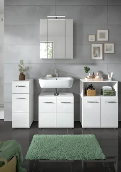 Chb Collection Kai - Armoire sous lavabo (L/H/P : 60x54x32 cm) en mélaminé blanc* Meuble Sous Lavabo