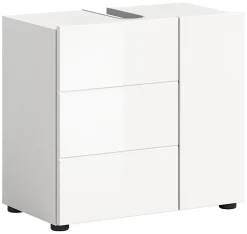 Chb Collection Kai - Meuble sous-lavabo (L/H/P : 60x56x34 cm) en mélamine blanche et blanc brillant profond