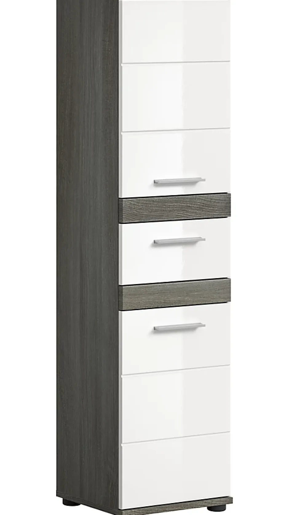 Chb Collection Kaleb - Colonne basse en mélaminé blanc et argenté (L/H/P : 35x137x31 cm)
