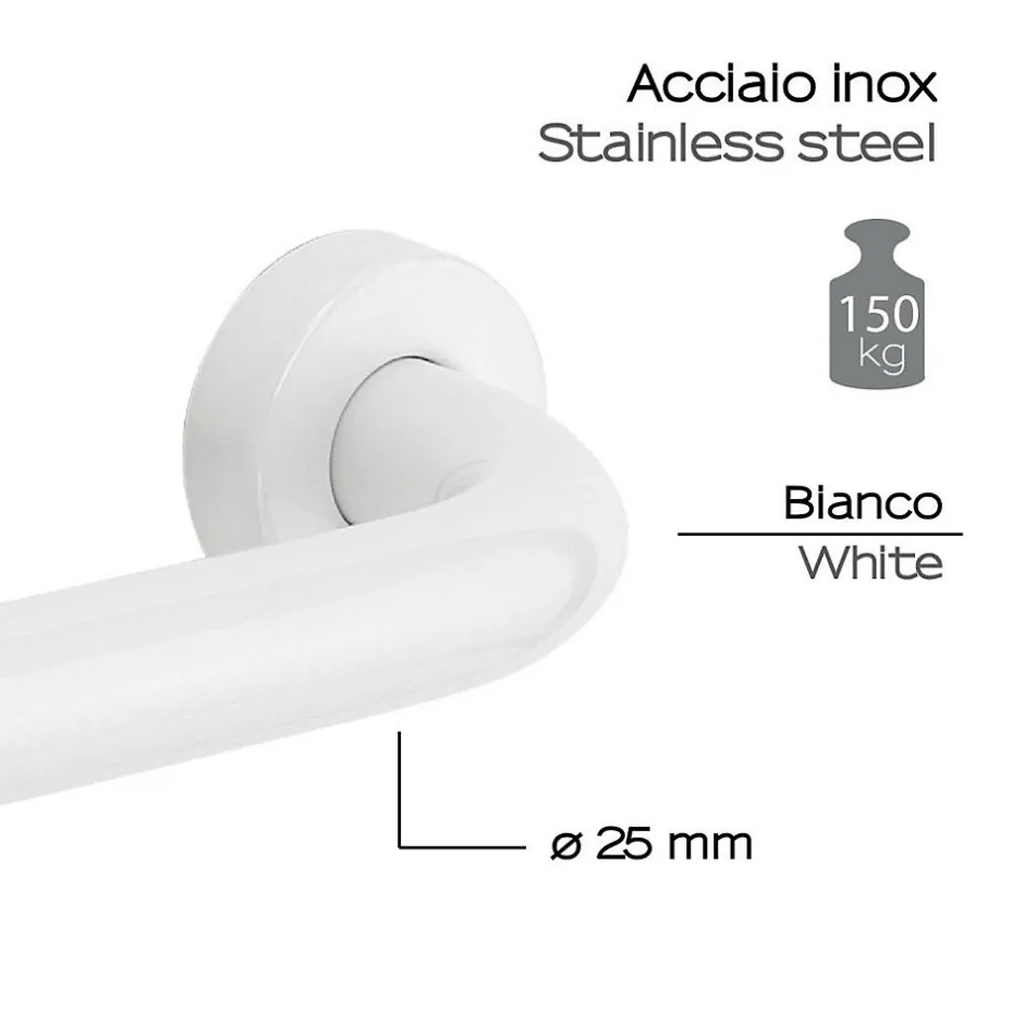 Kiamami Valentina 30Cm Manche En Acier Blanc Pour Personnes Âgées Et Handicapées* Barre D'Appui