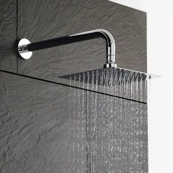 Kibath Bras de douche rond mural 40 cm finition chromée en laiton* Pommeau De Douche, Flexible Et Barre De Douche
