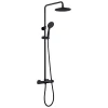 Kibath Colonne de douche thermostatique ronde 83-120 cm finition NOIR mat en laiton