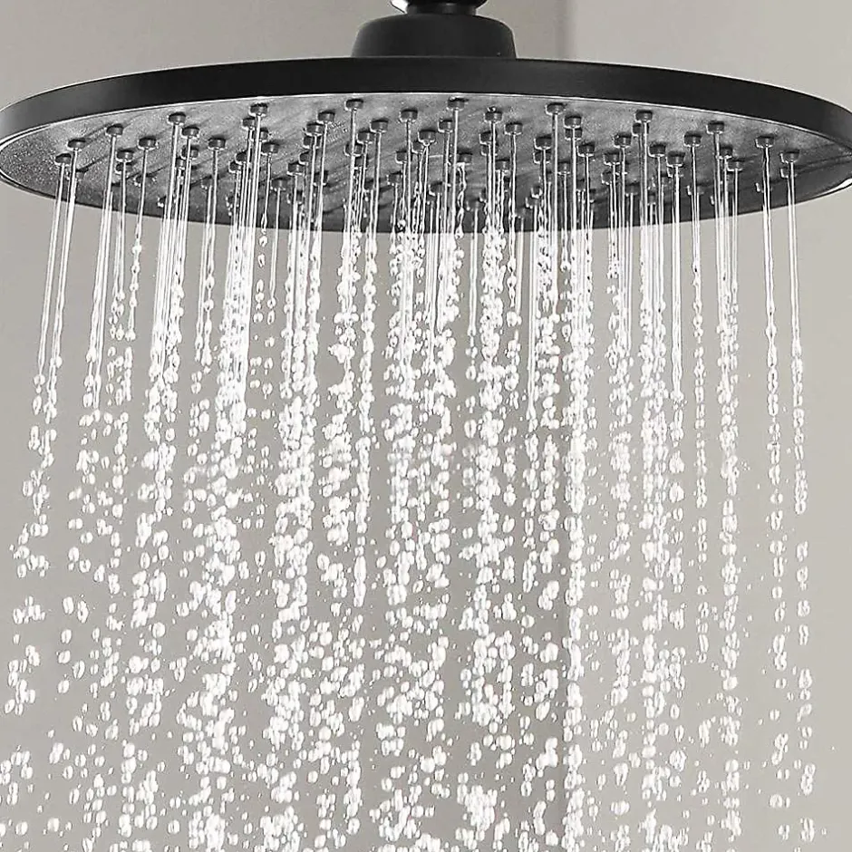 Kibath Colonne de douche thermostatique ronde 83-120 cm finition NOIR mat en laiton
