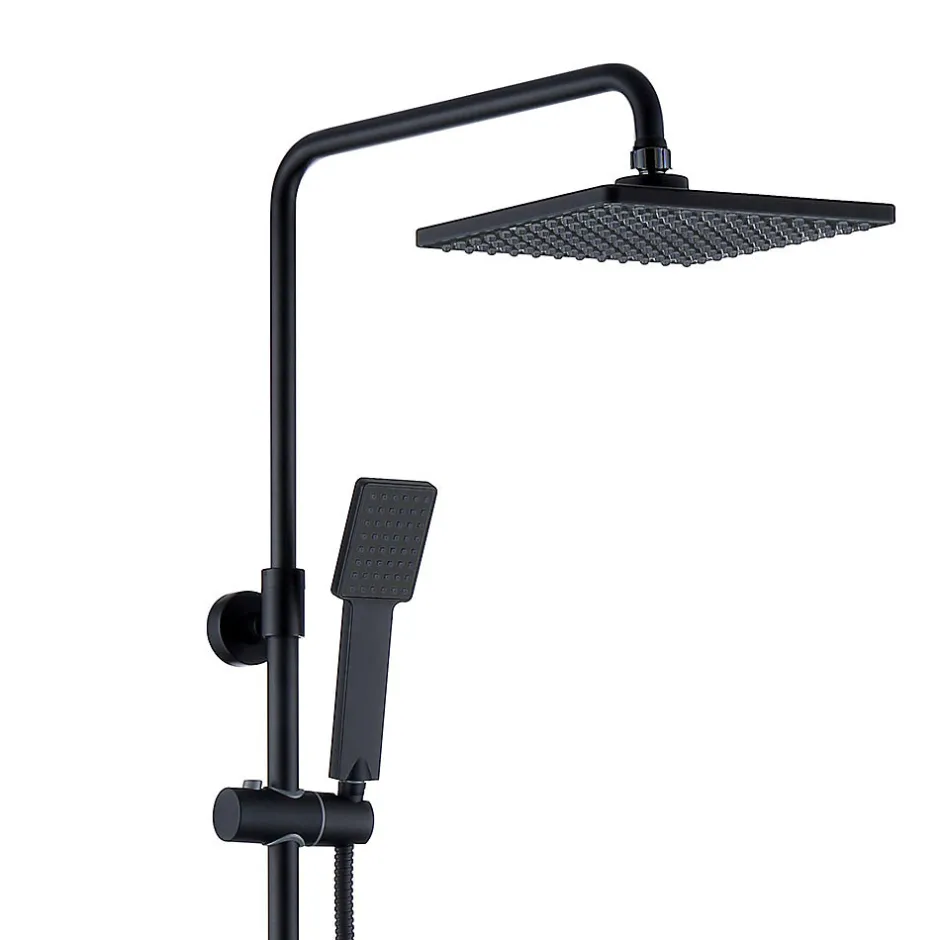 Kibath Colonne de douche thermostatique carrée 83-120 cm finition NOIR mat en laiton* Colonne De Douche Mécanique