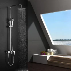 Kibath Pack colonne et robinet mitigeur NAD, finition chrome poli, en laiton* Colonne De Douche Mécanique