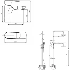 Kibath Pack colonne et robinet mitigeur NAD, finition chrome poli, en laiton* Colonne De Douche Mécanique