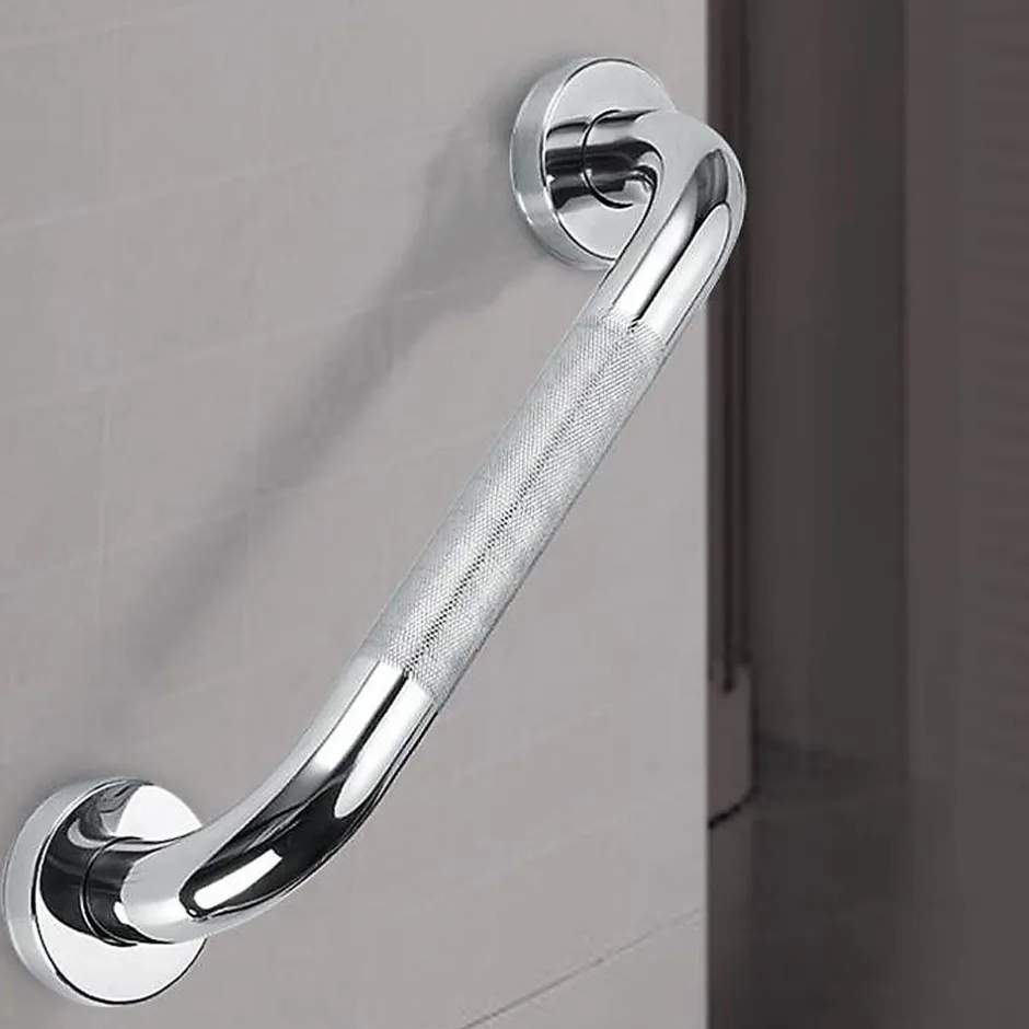 Kibath Poignée de sécurité antidérapante de 40 cm en acier inoxydable avec finition chromée brillante