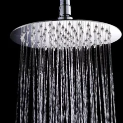 Kibath Pommeau de douche rond de 25 cm avec finition chromée brillante en laiton* Colonne De Douche Mécanique