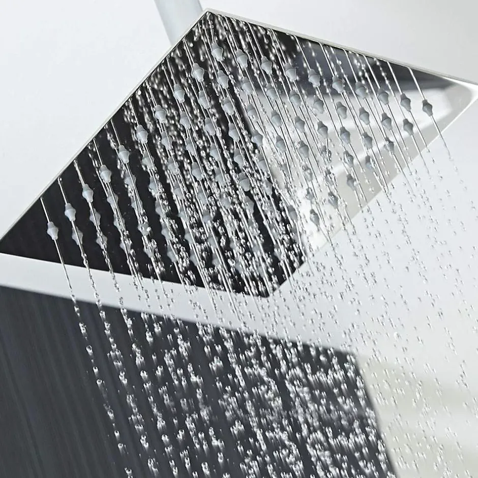 Kibath Pommeau de douche carré 20x20 cm, finition chrome poli, en laiton