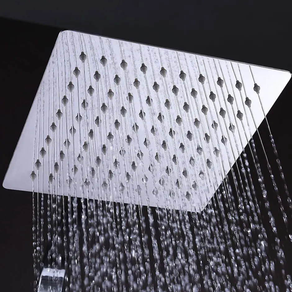Kibath Pommeau de douche carré 20x20 cm, finition chrome poli, en laiton