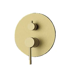 Kibath Robinet de douche encastré, monocommande ronde au plafond, finition or brossé, or mat, en laiton* Robinet De Douche