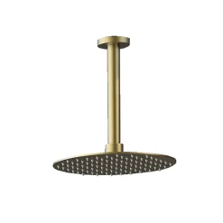 Kibath Robinet de douche encastré, monocommande ronde au plafond, finition or brossé, or mat, en laiton* Robinet De Douche