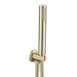 Kibath Robinet de douche encastré, équipement de douche mural monocommande rond, finition or mat brossé, en laiton
