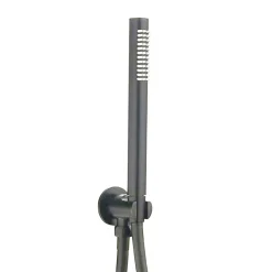 Kibath Robinet de douche encastré, douchette murale ronde monocommande, finition GUN METAL mat, en laiton