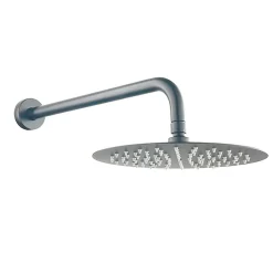 Kibath Robinet de douche encastré, douchette murale ronde monocommande, finition GUN METAL mat, en laiton