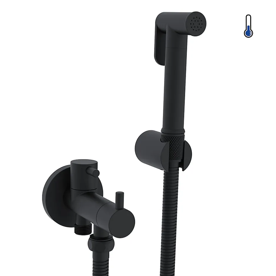 Kibath Robinet WC 1 eau HYGIÈNE INTIME, NOIR MAT, en laiton
