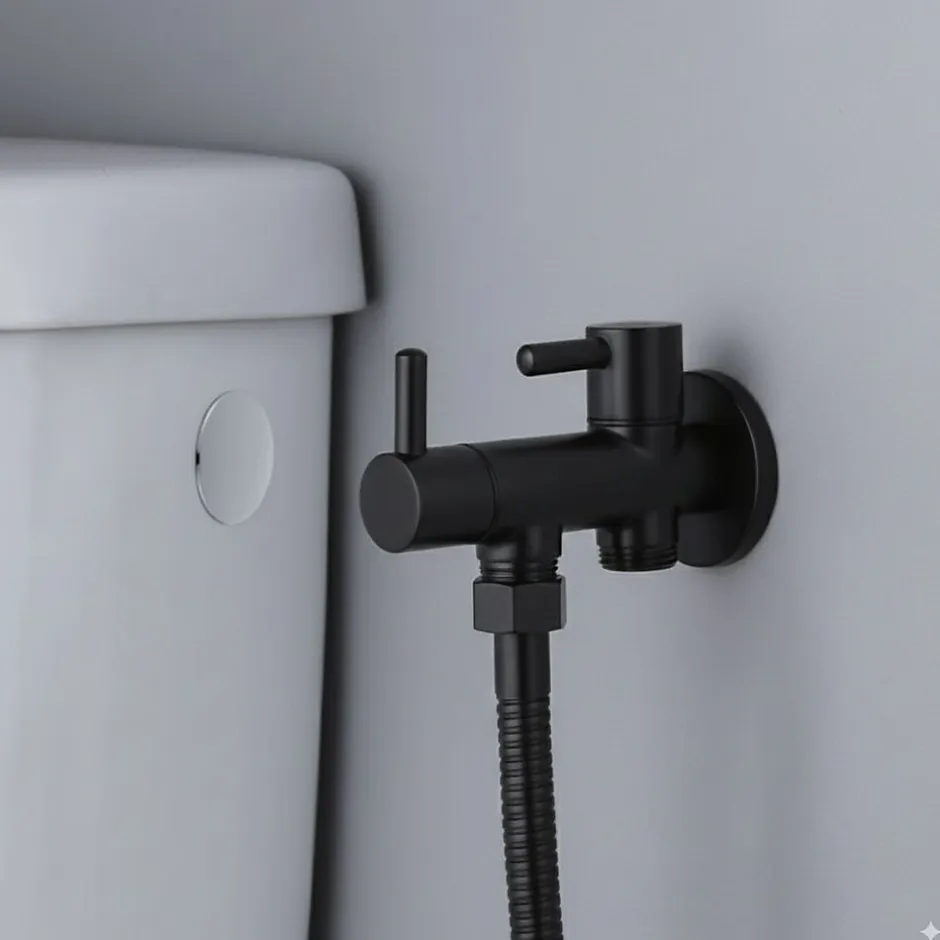 Kibath Robinet WC 1 eau HYGIÈNE INTIME, NOIR MAT, en laiton