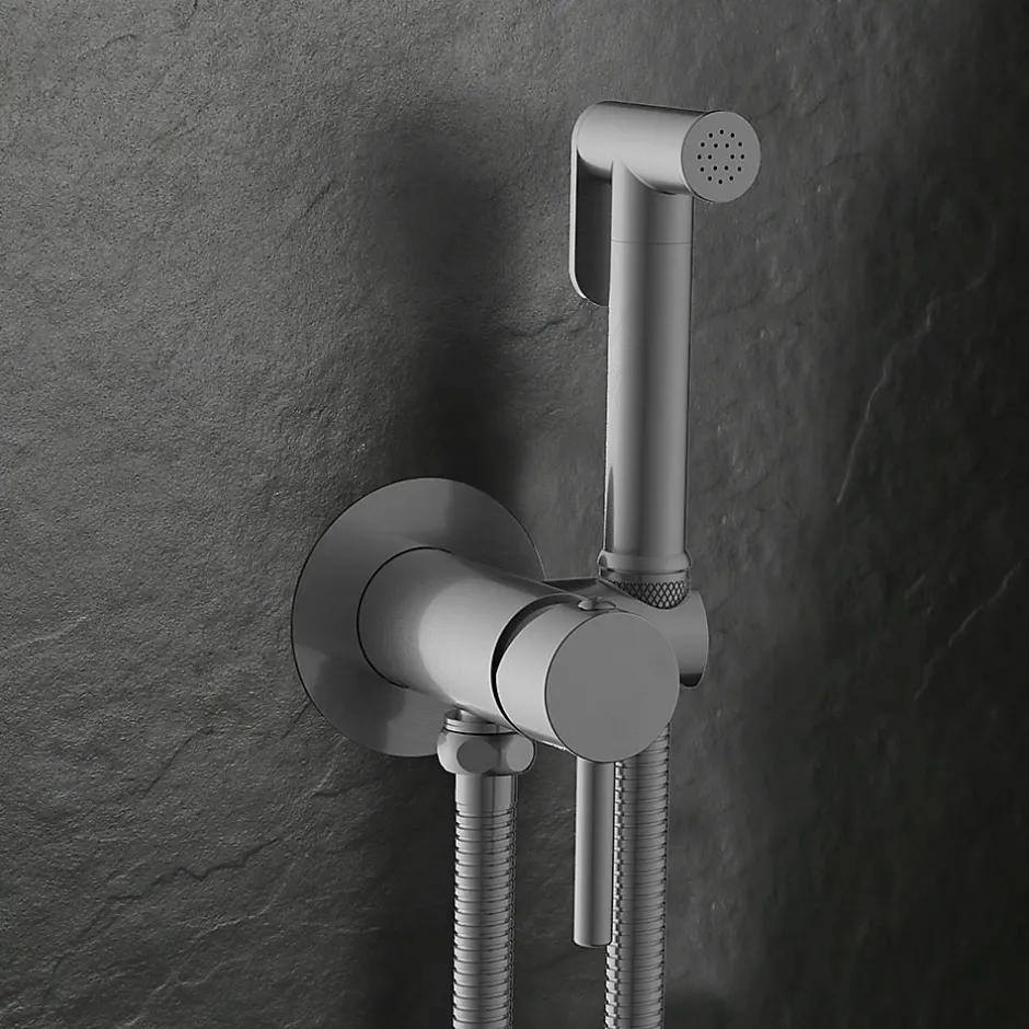 Kibath Robinet WC HYGIÈNE INTIME 2 eaux, NOIR MAT, en laiton