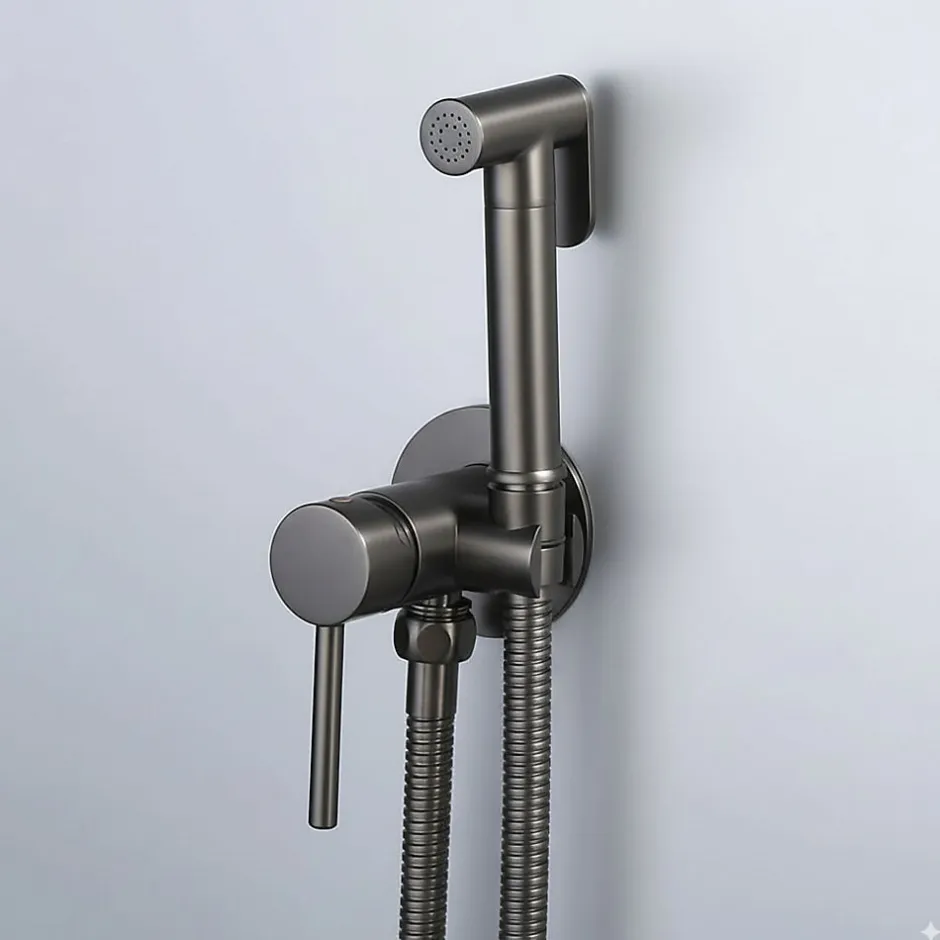 Kibath Robinet WC HYGIÈNE INTIME 2 eaux, NOIR MAT, en laiton