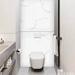Kobert-in Kit de 2 Panneaux d'Habillage Décoratif Mural Douche, L120xl120x0.4 cm, finition marbre blanc, Mud White KOBERTIN
