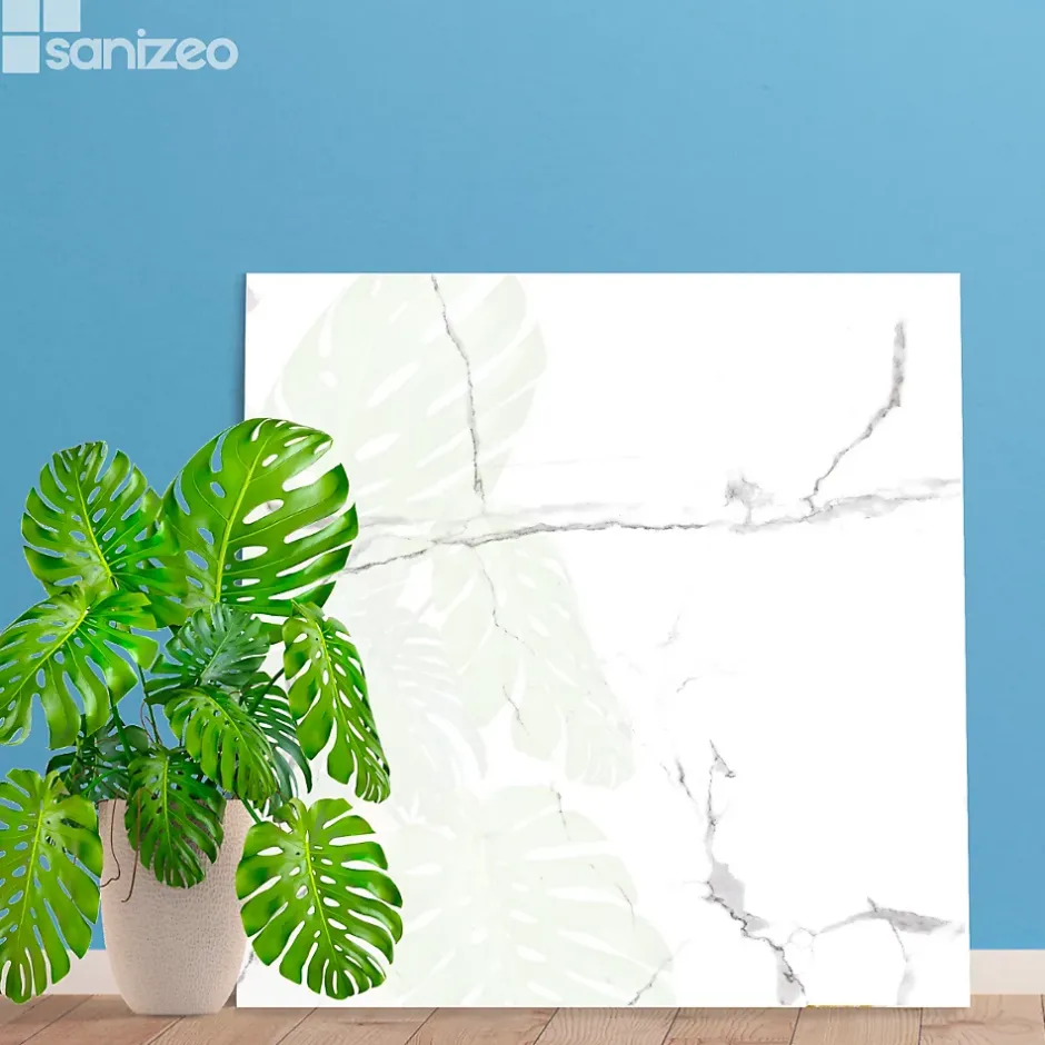 Kobert-in Kit de 2 Panneaux d'Habillage Décoratif Mural Douche, L120xl120x0.4 cm, finition marbre blanc, Mud White KOBERTIN